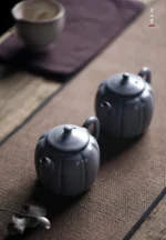 Soda Glaze Aged Rock Clay Melon Ribbed Small Teapot - Image 2