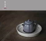 Soda Glaze Aged Rock Clay Melon Ribbed Small Teapot - Image 5