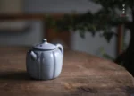 Soda Glaze Aged Rock Clay Melon Ribbed Small Teapot - Image 10