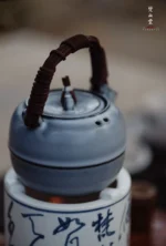 Soda Glaze Aged Rock Clay Waist-line Apple Small Teapot - Image 2