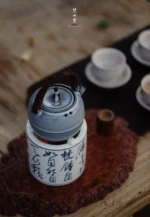 Soda Glaze Aged Rock Clay Waist-line Apple Small Teapot - Image 6