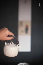 Soda Glaze Bamboo Leaf Lid Lifting Handle Teapot