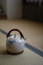 Soda Glaze Bamboo Leaf Waist-line Teapot - Image 2