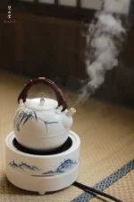 Soda Glaze Bamboo Leaf Waist-line Teapot - Image 4