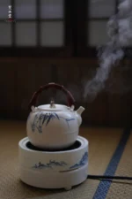 Soda Glaze Bamboo Leaf Waist-line Teapot - Image 5