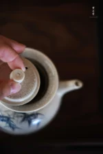 Soda Glaze Blue and White Bamboo Rock Stone Luyu Ewer - Image 6