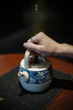 Soda Glaze Blue and White Dragon Wenqu Teapot - Image 2