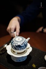 Soda Glaze Blue and White Fish Motif Side-handle Teapot - Image 2