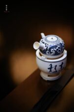 Soda Glaze Blue and White Fish Motif Side-handle Teapot - Image 6