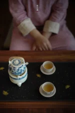 Soda Glaze Blue and White Harmony Phoenix Small Round Teapot - Image 4