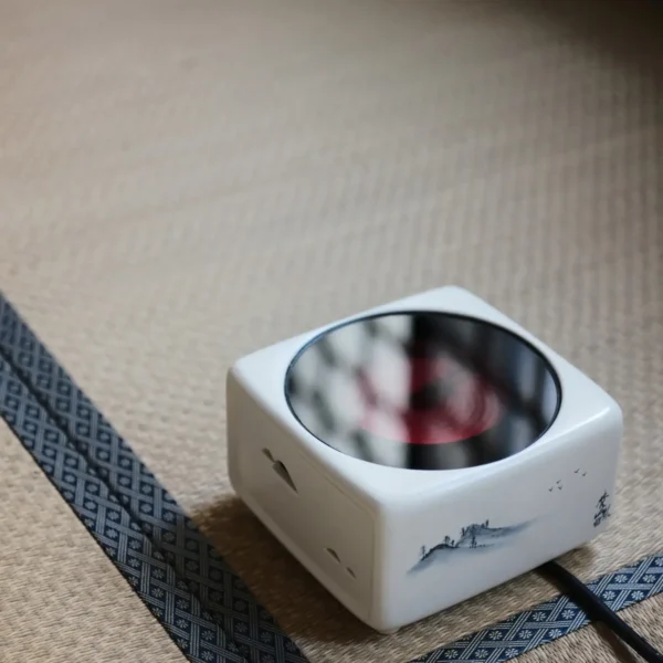 Soda Glaze Blue and White Landscape Square Electric Ceramic Stove