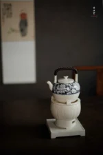 Soda Glaze Blue and White Peony Small Wujing Teapot - Image 2