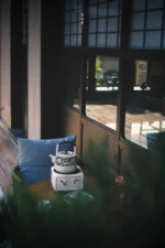 Soda Glaze Blue and White Phoenix and Qilin Wenqu Teapot - Image 3