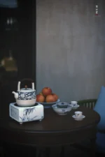 Soda Glaze Blue and White Phoenix and Qilin Wenqu Teapot - Image 4