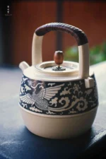 Soda Glaze Blue and White Phoenix and Qilin Wenqu Teapot - Image 5