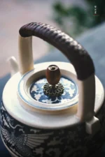 Soda Glaze Blue and White Phoenix and Qilin Wenqu Teapot - Image 6