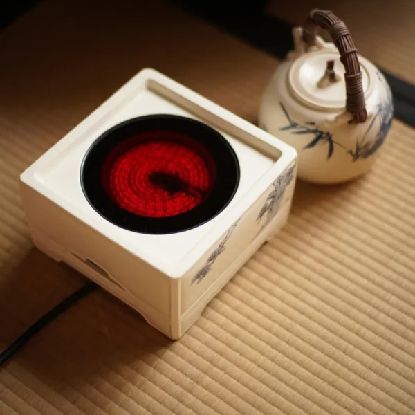 Soda Glaze Blue and White Pine Ming Style Square Electric Ceramic Stove