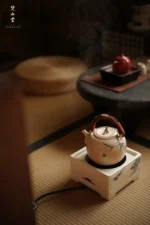 Soda Glaze Blue and White Pine Ming Style Square Electric Ceramic Stove - Image 3