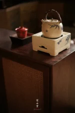 Soda Glaze Blue and White Pine Ming Style Square Electric Ceramic Stove - Image 5