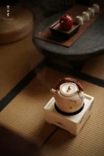 Soda Glaze Blue and White Pine Ming Style Square Electric Ceramic Stove - Image 6