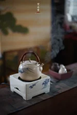 Soda Glaze Blue and White Pine Ming Style Square Electric Ceramic Stove - Image 7