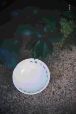 Soda Glaze Blue and White Poetry Bamboo Leaf Bowl-shaped Teapot Stand - Image 5