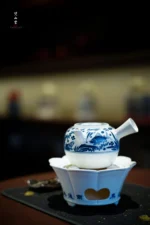 Soda Glaze Blue and White Poetry Flower Mouth Alcohol Stove - Image 3