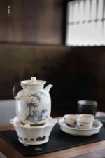 Soda Glaze Blue and White Poetry Flower Mouth Alcohol Stove - Image 8