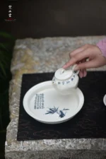 Soda Glaze Blue and White Poetry Hand-kneaded 10 Teapot - Image 6