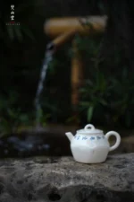 Soda Glaze Blue and White Poetry Hand-kneaded 10 Teapot - Image 8