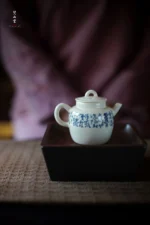 Soda Glaze Blue and White Poetry Hand-kneaded 8 Teapot - Image 3