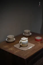 Soda Glaze Blue and White Poetry Hand-kneaded 8 Teapot - Image 4