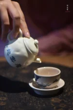 Soda Glaze Blue and White Poetry Hand-kneaded 9 Teapot - Image 4