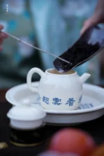 Soda Glaze Blue and White Poetry Hand-kneaded 9 Teapot - Image 7