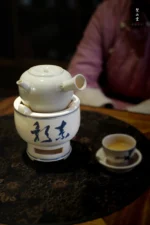 Soda Glaze Blue and White Poetry Lotus Base Carbon Stove