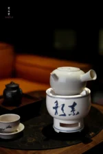 Soda Glaze Blue and White Poetry Lotus Base Carbon Stove - Image 3