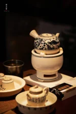 Soda Glaze Blue and White Poetry Lotus Base Carbon Stove - Image 4