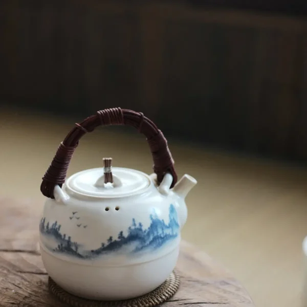Soda Glaze Landscape Waist-line Teapot