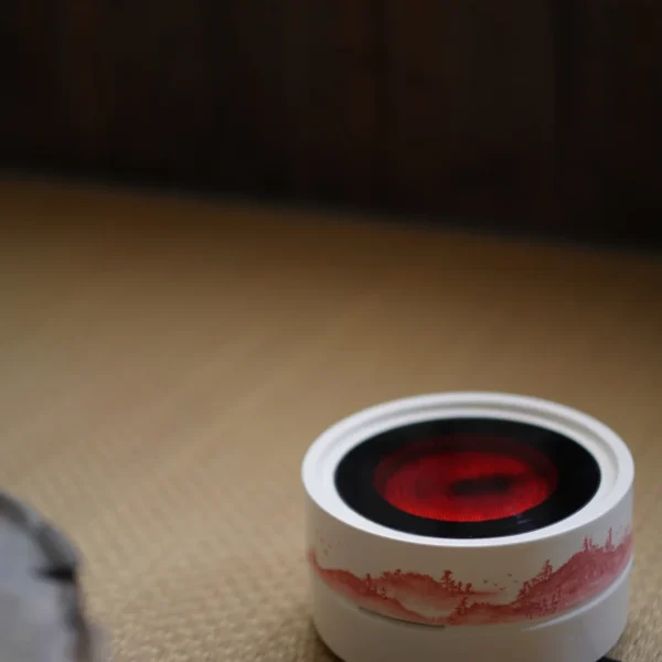 Soda Glaze Red Landscape Round Electric Ceramic Stove