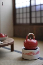 Soda Glaze Red Landscape Round Electric Ceramic Stove - Image 5