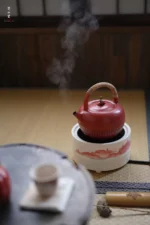 Soda Glaze Red Landscape Round Electric Ceramic Stove - Image 8