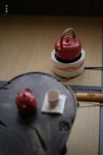 Soda Glaze Red Landscape Round Electric Ceramic Stove - Image 9